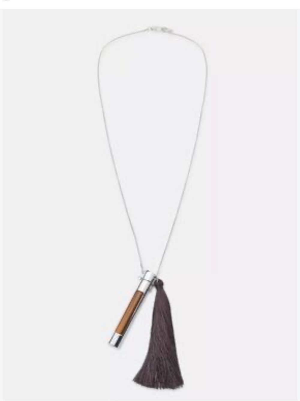 Nwt- zara- METAL FRINGED TUBE NECKLACE - Silver